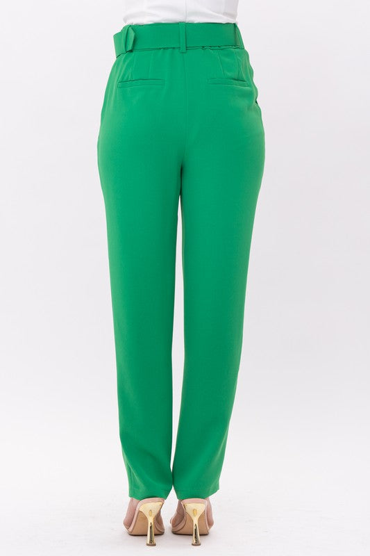 Kelly Green Belted Pants