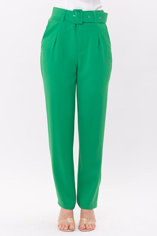 Kelly Green Belted Pants