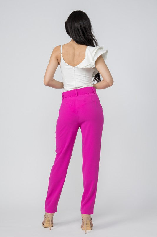 Magenta Belted Pants