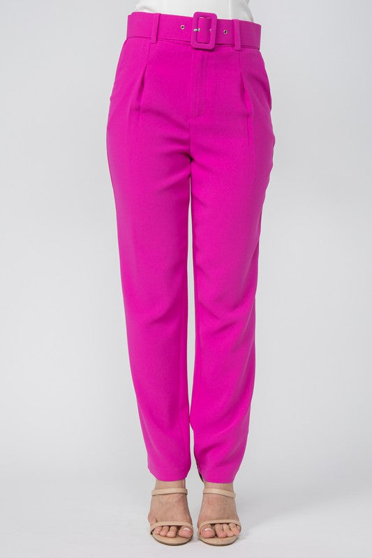 Magenta Belted Pants