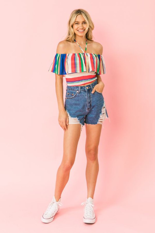 Happy Striped Crop Top