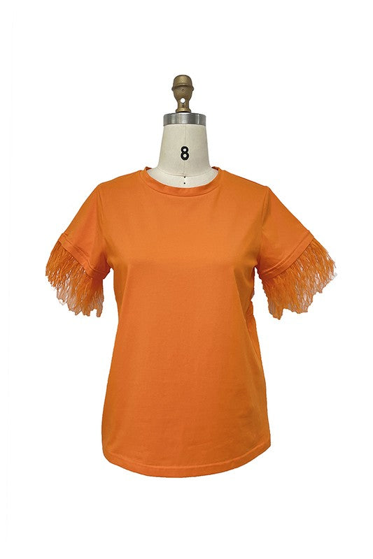 Orange Feathers Top